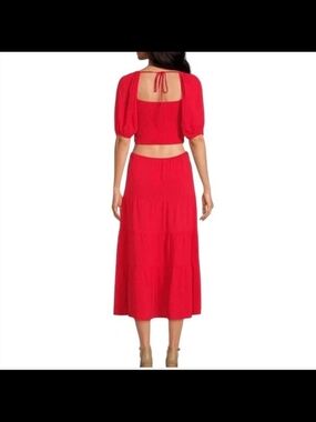 Lucy Paris Red Tiered Midi Dress